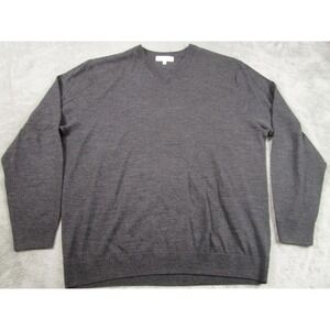 Turnbury‎ Sweater Mens XLT Gray Meino Wool V Neck Pullover Preppy